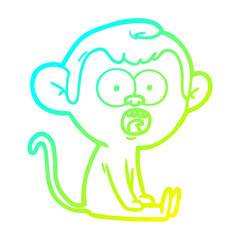 cold gradient line drawing cartoon shocked monkey