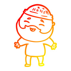 warm gradient line drawing cartoon happy bearded man