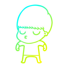 cold gradient line drawing cartoon calm boy