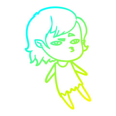 cold gradient line drawing cartoon vampire girl