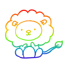 rainbow gradient line drawing cute lion