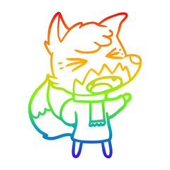 rainbow gradient line drawing angry cartoon fox