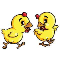 Chicks Walking Cartoon