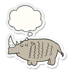 cartoon rhinoceros and thought bubble as a printed sticker