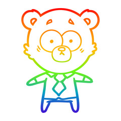 rainbow gradient line drawing surprised bear cartoon