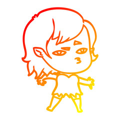 warm gradient line drawing cartoon vampire girl