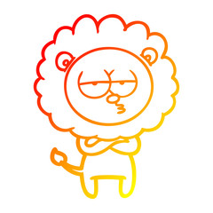 warm gradient line drawing cartoon tired lion