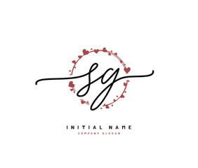S G SG Beauty vector initial logo, handwriting logo of initial signature, wedding, fashion, jewerly, boutique, floral and botanical with creative template for any company or business.