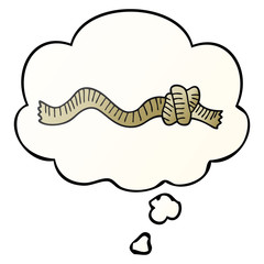 cartoon knotted rope and thought bubble in smooth gradient style
