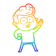 rainbow gradient line drawing cartoon staring man