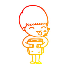 warm gradient line drawing cartoon boy