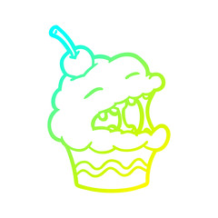 cold gradient line drawing funny cupcake