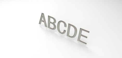 3D font "ABCDE" in white background