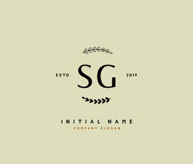 S G SG Beauty vector initial logo, handwriting logo of initial signature, wedding, fashion, jewerly, boutique, floral and botanical with creative template for any company or business.