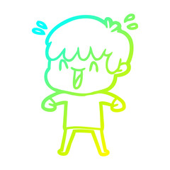cold gradient line drawing cartoon laughing boy