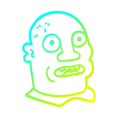 cold gradient line drawing cartoon mans head