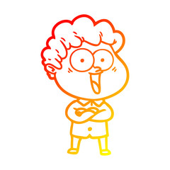 warm gradient line drawing cartoon happy man