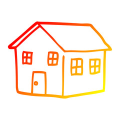 warm gradient line drawing cartoon traditional house