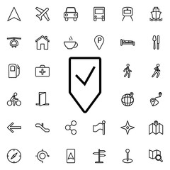 Tag checked icon. Universal set of navigation for website design and development, app development