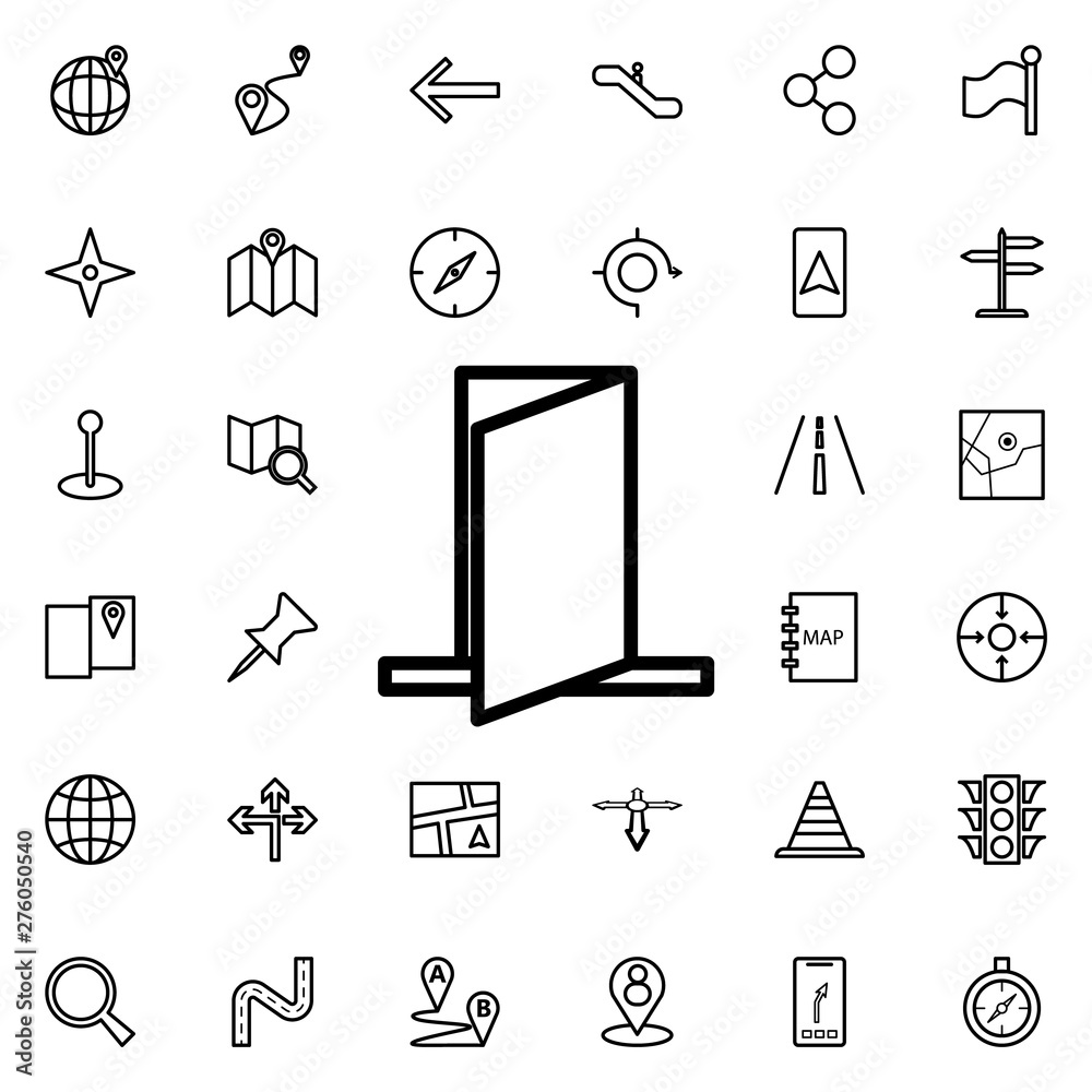 Aufkleber opened door icon. universal set of navigation for website design and development, app development