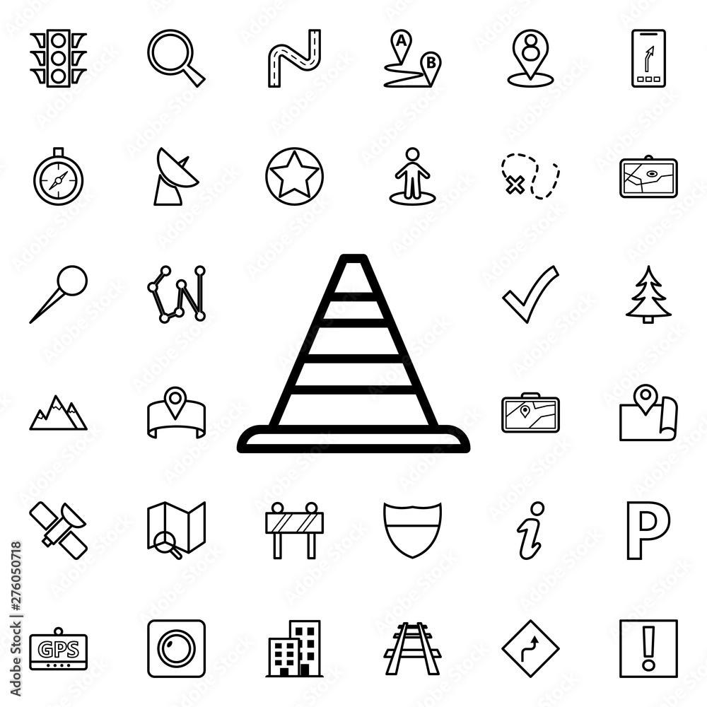 Poster road cone icon. universal set of navigation for website design and development, app development