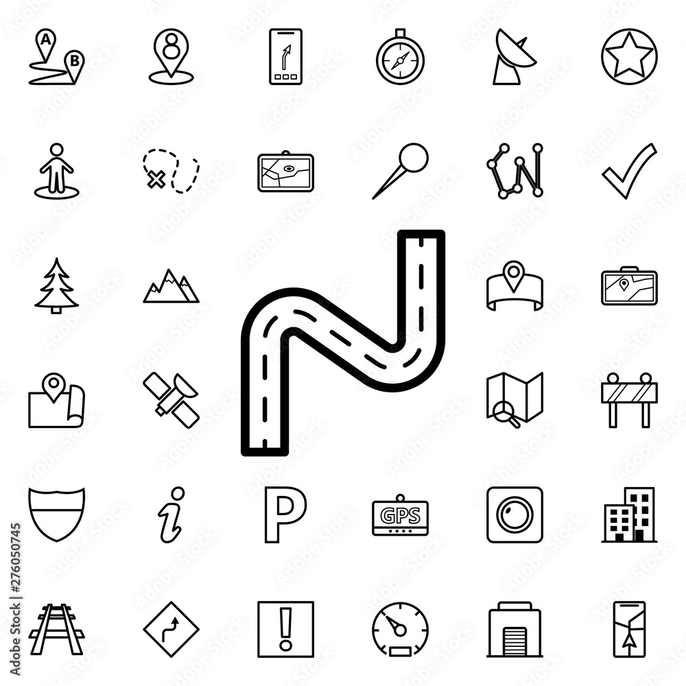 Aufkleber zigzag road icon. universal set of navigation for website design and development, app development