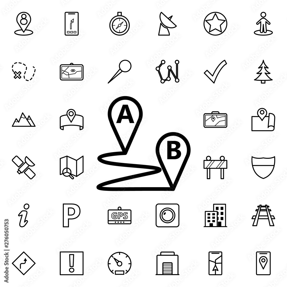 Aufkleber pin a and b made icon. universal set of navigation for website design and development, app developme