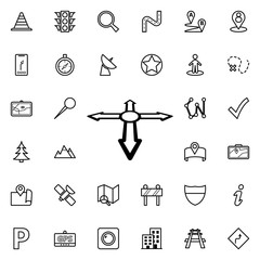 Directions in the navigator icon. Universal set of navigation for website design and development, app development