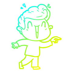 cold gradient line drawing cartoon excited man