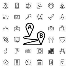Pin a and b made icon. Universal set of navigation for website design and development, app development