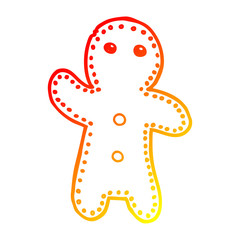 warm gradient line drawing cartoon gingerbread man