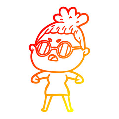 warm gradient line drawing cartoon annoyed woman