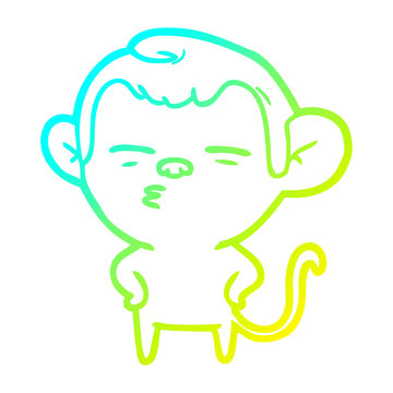 recommend clip art: cold gradient line drawing cartoon suspicious monkey