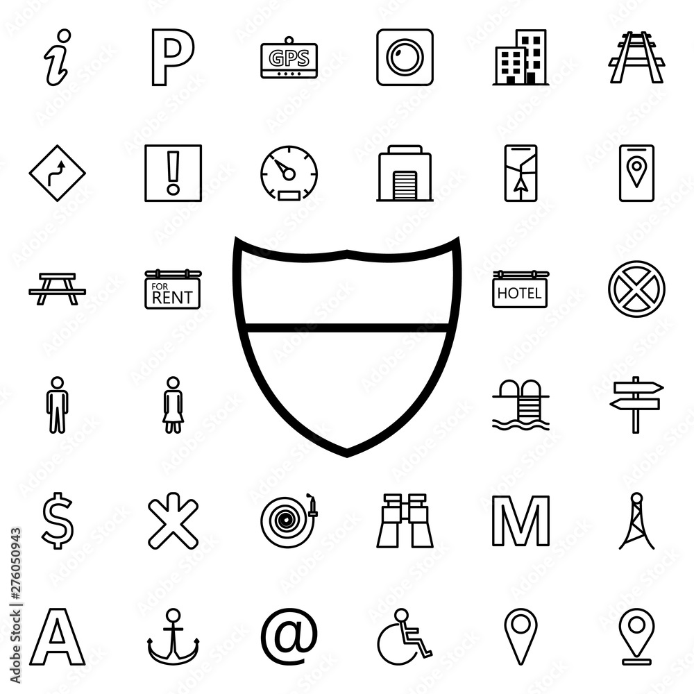 Aufkleber shield icon. universal set of navigation for website design and development, app development
