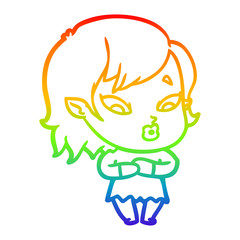 rainbow gradient line drawing cute cartoon vampire girl