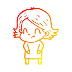 warm gradient line drawing cartoon friendly girl