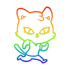 rainbow gradient line drawing cute cartoon cat