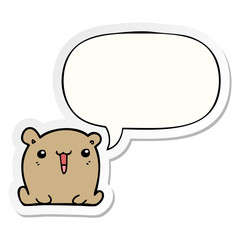 cute cartoon bear and speech bubble sticker