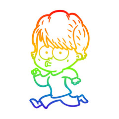 rainbow gradient line drawing cartoon woman