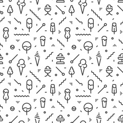 The geometric ice cream seamless pattern with lines.