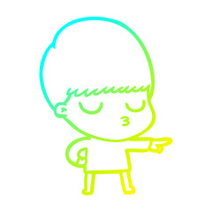 cold gradient line drawing cartoon calm boy
