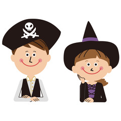 ポップなハロウィン衣装の男女