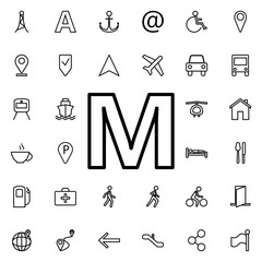 Metro sign icon. Universal set of navigation for website design and development, app development