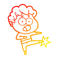 warm gradient line drawing cartoon man gasping in surprise