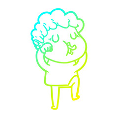 cold gradient line drawing cartoon man singing