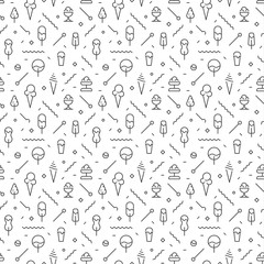The geometric ice cream seamless pattern with lines.