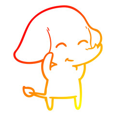 warm gradient line drawing cute cartoon elephant