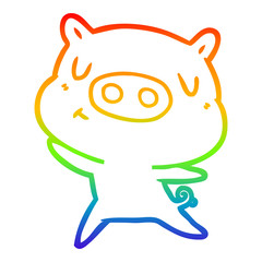 rainbow gradient line drawing cartoon content pig