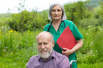 Mature invalid man outdoor