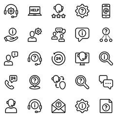 Contact Us Line Icon Set - 2